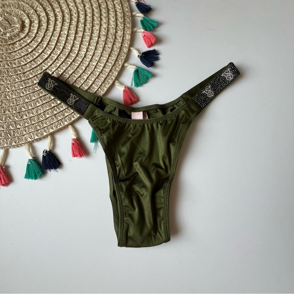 Victoria’s Secret Shine Strap Brazilian Panty Woodland Green XS NEW